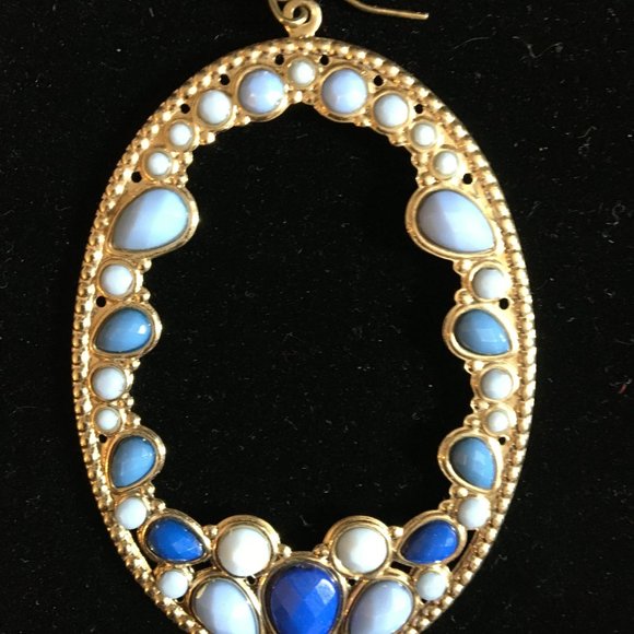 Pierced Earrings Vintage Retro Large Hoops Blues Women's Jewelry Costume   SALE! - Picture 4 of 15